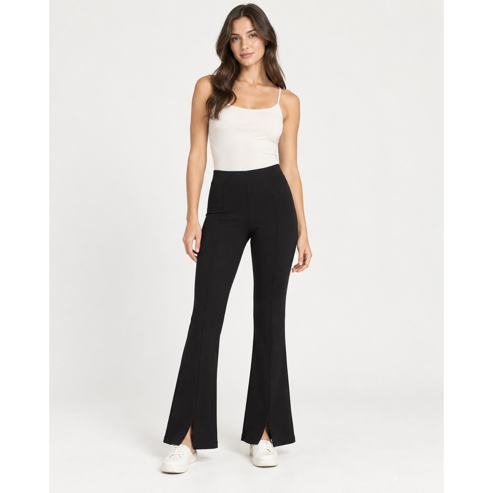 Allfenix Flare Pants M Black Front Slit High Rise Seam Detail Minimalist Chic